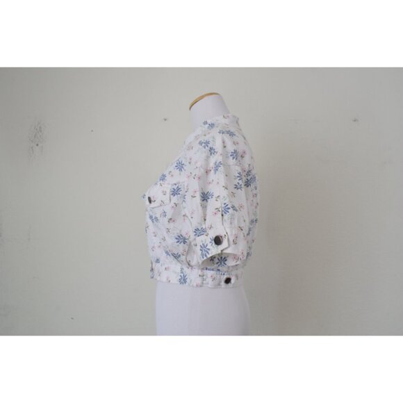 Vintage 90s Crop Floral Cotton Shirt by Jolly USA | size Medium - Picture 2 of 10